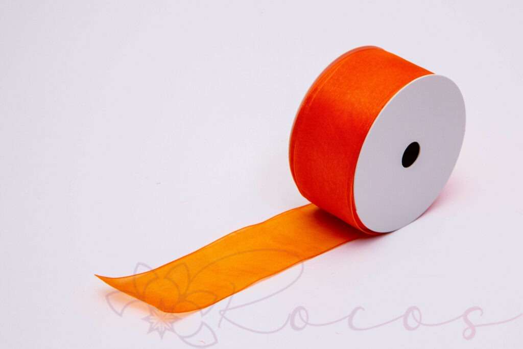Banda organza multifunctionala, 4cm latime, 10M lungime, culoare portocaliu