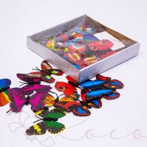 Accesorii decorative tip fluturi cu adeziv multicolori, varianta 3 de culori