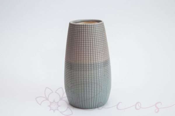 Vaza din ceramica texturata, lat 12cm, lg20.5cm, gri