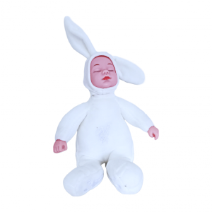 Bebelus somnoros pentru decorarea lumanarii de botez, culoare alb - ROC M10