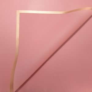 Coli celofan semitransparent cu margine aurie pentru aranjamente florale, culoare roz prăfuit deschis - ROC A19