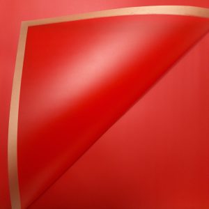 Coli celofan semitransparent cu margine aurie pentru aranjamente florale, culoare roșu - ROC A288