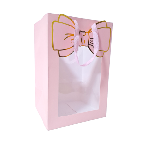 Set 10 pungi cu fereastră, culoare roz - ROC A224