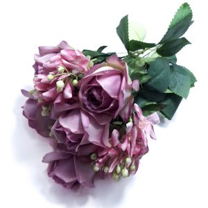 Buchet trandafiri artificiali, culoare mov - ROC AF27
