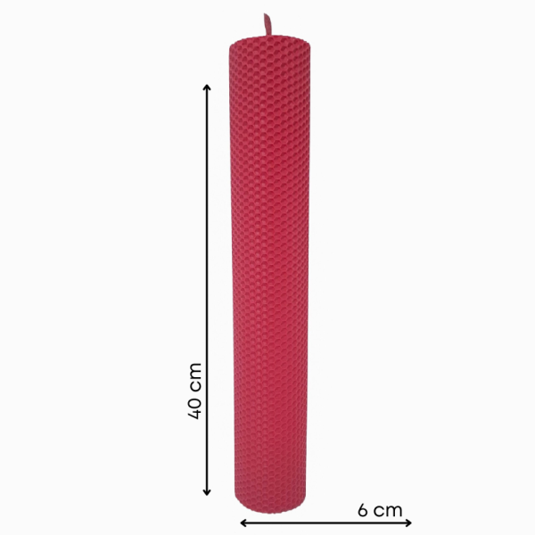 Lumânare din ceară de albine tip fagure, culoare roșu NR. 16 - 40060TFC - imagine 2
