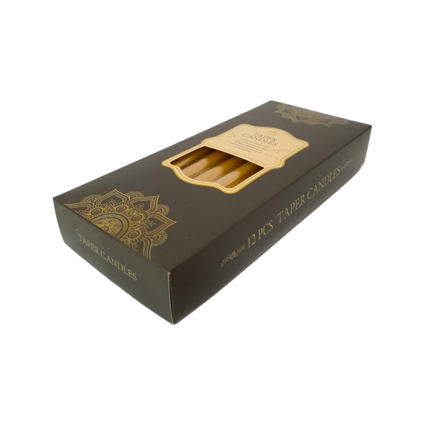 Set 12 lumânări conice decorative, culoare auriu - ROC 453 - imagine 2