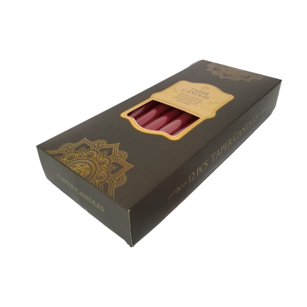 Set 12 lumânări conice decorative, culoare roșu - ROC 453 - imagine 2