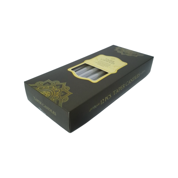Set 12 lumânări conice decorative, culoare argintiu - ROC 453 - imagine 2