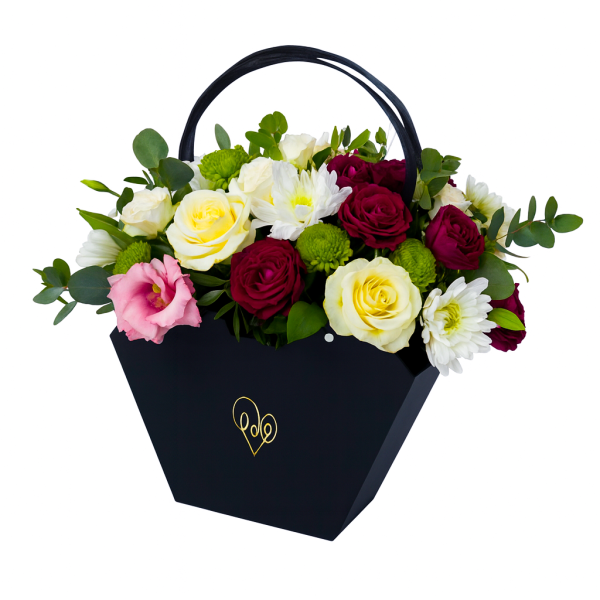 Cutie din carton cu print ”Love” pentru aranjamente florale, culoare negru - ROC 5816 - imagine 2