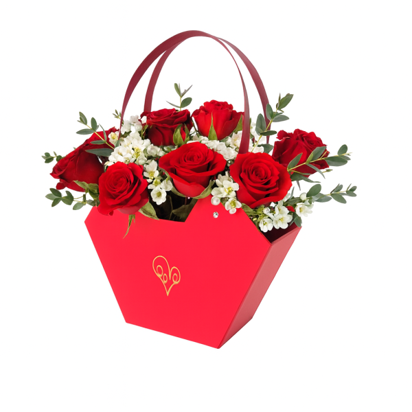 Cutie din carton cu print ”Love” pentru aranjamente florale, culoare roșu - ROC 5816 - imagine 2