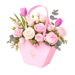 Cutie din carton cu print ”Love” pentru aranjamente florale, culoare roz - ROC 5816 - imagine 2