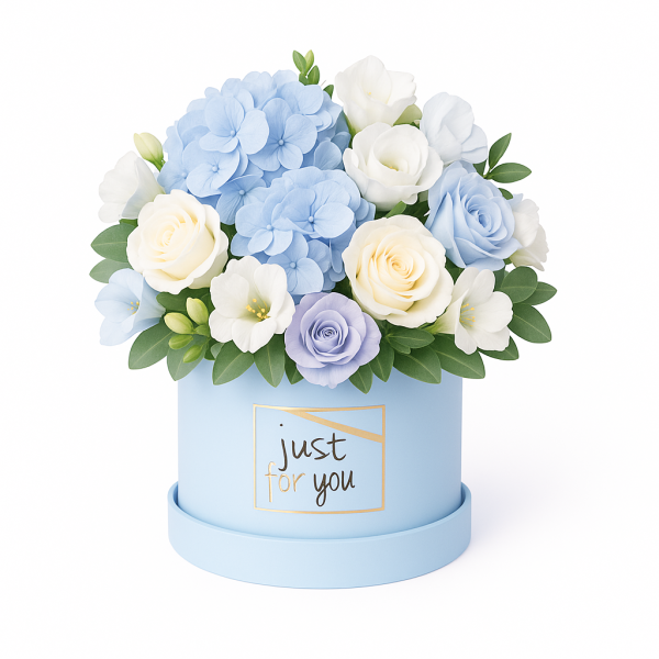 Set 5 cutii rotunde cu print ”Just for you”, culoare blue - ROC 5909 - imagine 2