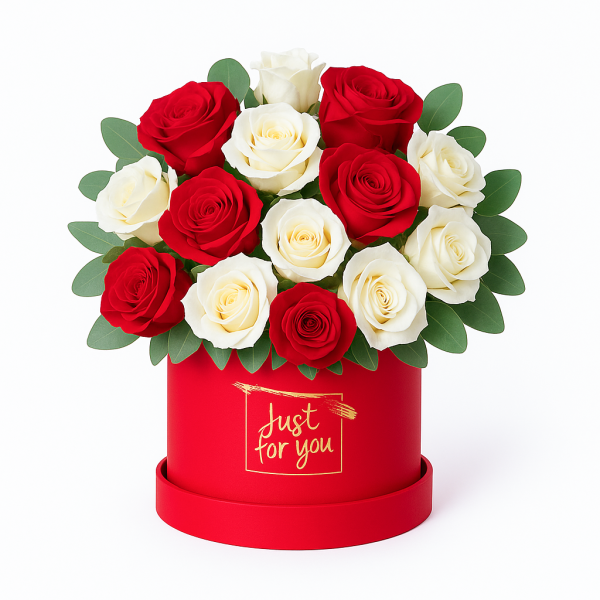 Set 5 cutii rotunde cu print ”Just for you”, culoare roșu - ROC 5909 - imagine 2