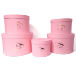 Set 5 cutii rotunde cu print ”Just for you”, culoare roz închis - ROC 5909