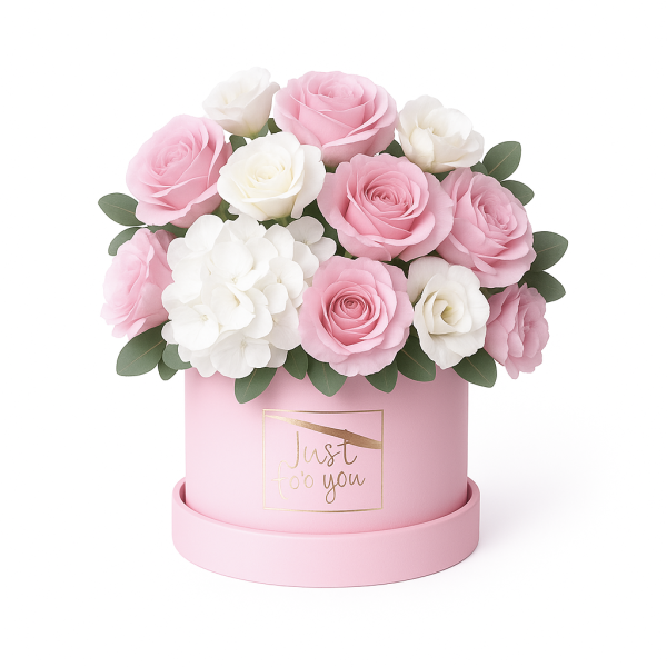 Set 5 cutii rotunde cu print ”Just for you”, culoare roz deschis - ROC 5909 - imagine 2