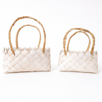 Set 2 coșuri împletite din bambus, culoare alb - ROC CO65