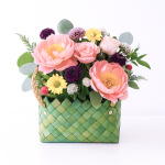 Set 2 coșuri împletite din bambus, culoare verde - ROC CO65 - imagine 2