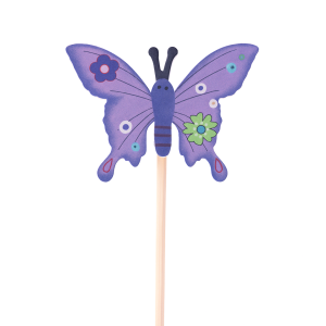 Set 12 toppere din lemn, model fluture, culoare mov - ROC 067