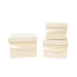 Set 3 cutii pătrate învelite cu catifea, culoare crem - ROC 906