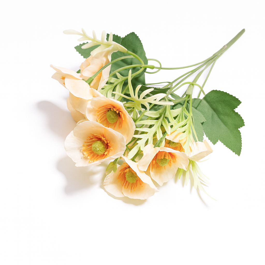 AF35CREM.png Set 2 buchete artificiale cu flori de anemone, culoare crem - ROC AF35 - imagine 1