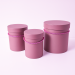 Set 3 cutii cilindru, culoare roz prăfuit închis - ROC 5312