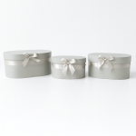 Set 3 cutii ovale din carton pentru aranjamente florale, culoare argintiu - ROC 5905