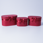 Set 3 cutii ovale din carton pentru aranjamente florale, culoare roșu - ROC 5905