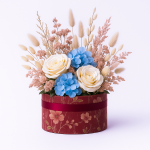 Set 3 cutii ovale din carton cu print floral, culoare grena - ROC 5905 - imagine 2