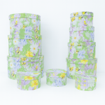 Set 10 cutii din carton cu print floral, culoare verde - ROC 956