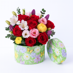 Set 10 cutii din carton cu print floral, culoare verde - ROC 956 - imagine 2