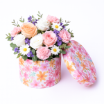 Set 10 cutii din carton cu print floral, culoare roz - ROC 956 - imagine 2