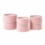Set 3 cutii cilindru fără capac învelite în catifea, culoare roz A8 - ROC 966