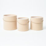 Set 3 cutii cilindru fără capac învelite în catifea, culoare crem B11 - ROC 966