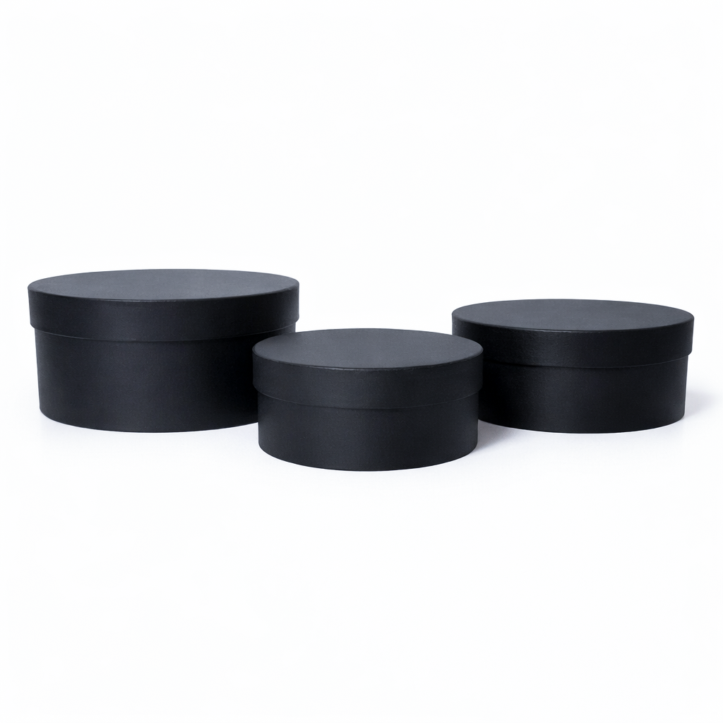 ROC5819UNEGRU.png Set 3 cutii uni rotunde din carton, culoare negru - ROC 5819 - imagine 1